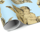 Cute Festive  Winged Cherub Angels Cadeaupapier (Rol Hoek)