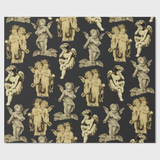 Cute Festive  Winged Cherub Angels Cadeaupapier (Vlak)