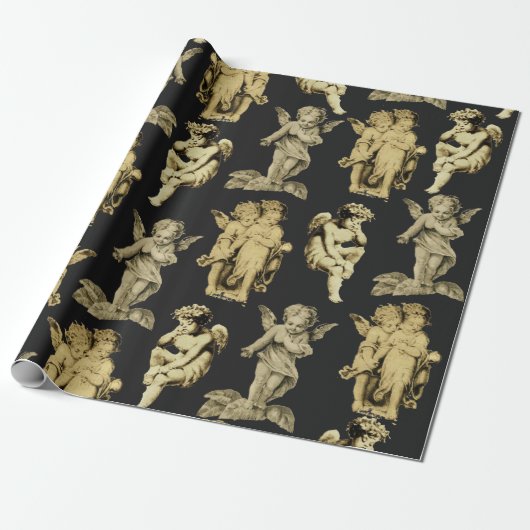 Cute Festive  Winged Cherub Angels Cadeaupapier (Uitgerold)