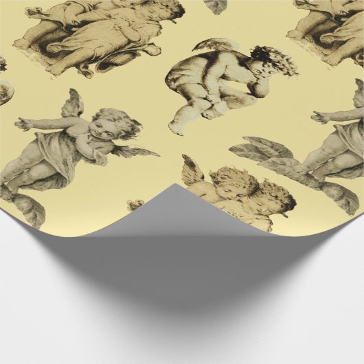 Cute Festive  Winged Cherub Angels Cadeaupapier (Hoek)