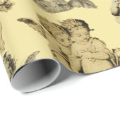 Cute Festive  Winged Cherub Angels Cadeaupapier (Rol Hoek)