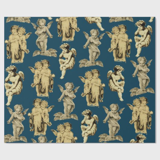 Cute Festive Winged Cherub Angels Cadeaupapier (Vlak)