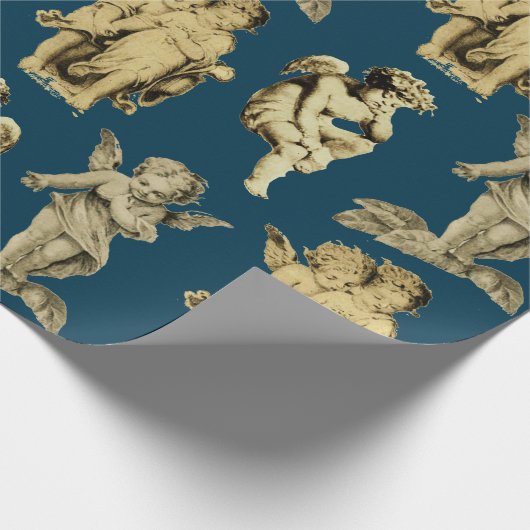 Cute Festive Winged Cherub Angels Cadeaupapier (Hoek)