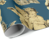 Cute Festive  Winged Cherub Angels Cadeaupapier (Rol Hoek)