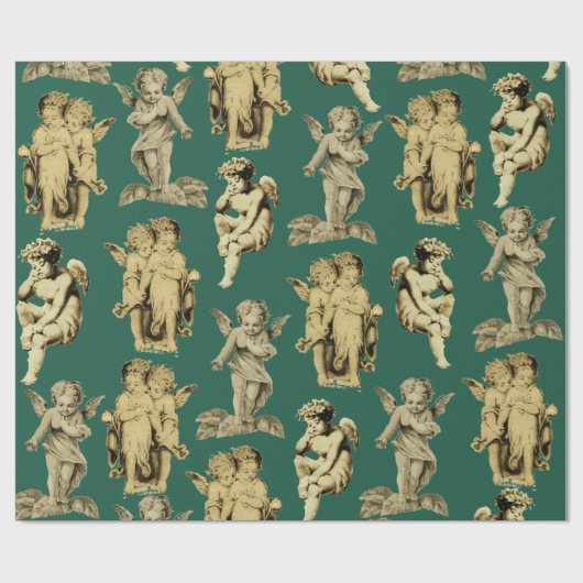 Cute Festive  Winged Cherub Angels Cadeaupapier (Vlak)