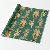 Cute Festive  Winged Cherub Angels Cadeaupapier (Uitgerold)