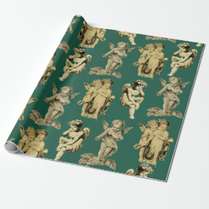 Cute Festive  Winged Cherub Angels Cadeaupapier