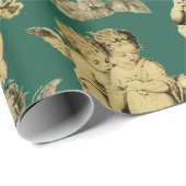 Cute Festive  Winged Cherub Angels Cadeaupapier (Rol Hoek)