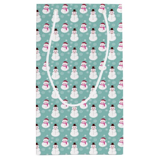 Cute Festive Winter Pink Frosty Snowman Klein Cadeauzakje (Achterkant)