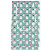 Cute Festive Winter Pink Frosty Snowman Klein Cadeauzakje (Voorkant)