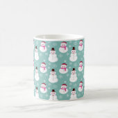 Cute Festive Winter Pink Frosty Snowman Koffiemok (Center)