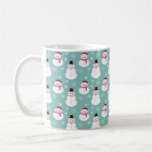 Cute Festive Winter Pink Frosty Snowman Koffiemok