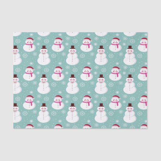 Cute Festive Winter Pink Frosty Snowman Tissuepapier (Voorkant)