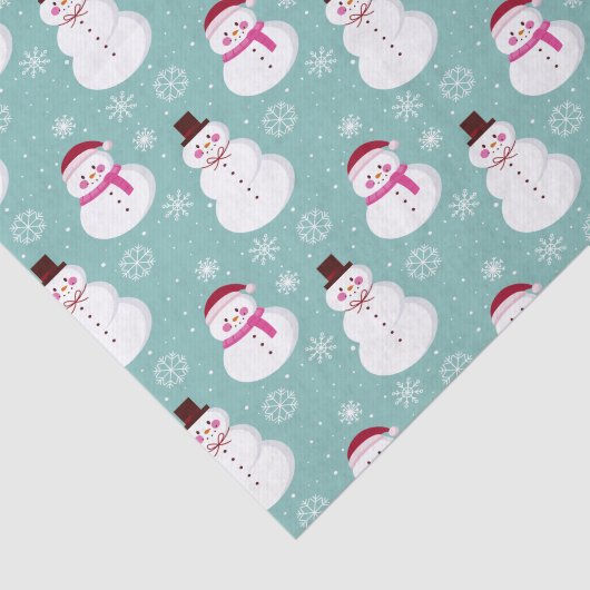Cute Festive Winter Pink Frosty Snowman Tissuepapier (Detail)