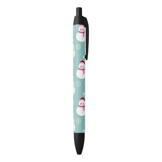 Cute Festive Winter Pink Frosty Snowman Zwarte Inkt Pen (Achterkant (Verticaal))