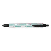 Cute Festive Winter Pink Frosty Snowman Zwarte Inkt Pen (Achterkant)