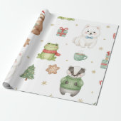 Cute Festive Woodland Animals Christmas Cadeaupapier (Uitgerold)