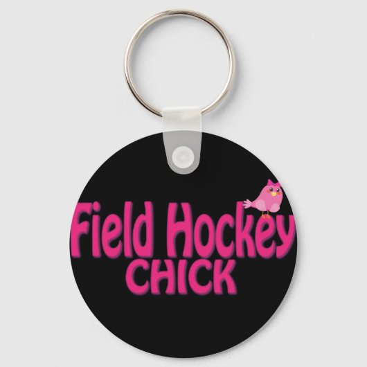 Cute Field Hockey Chick Design Sleutelhanger (Voorkant)