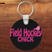 Cute Field Hockey Chick Design Sleutelhanger (Voorkant)