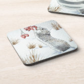 Cute field mouse sneeuwscène winter wild drankjes onderzetter (Linkerzijde)