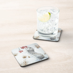 Cute field mouse sneeuwscène winter wild drankjes onderzetter