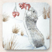 Cute field mouse sneeuwscène winter wild drankjes onderzetter (Voorkant)