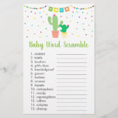 Cute Fiesta Cactus Baby shower Word Scramble Game (Voorkant)