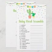 Cute Fiesta Cactus Baby shower Word Scramble Game (Voorkant / Achterkant)