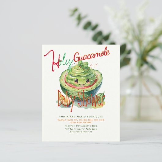 Cute Fiesta Holy Guacamole Baby Shower BEGROTING (Staand voorkant)