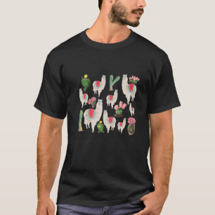 Cute Fiesta Lama & Cactus Patroon T-shirt