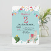 Cute Fiesta Llama & Cactus Children's Birthday Kaart (Staand voorkant)