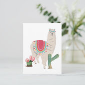 Cute Fiesta Llama & Cactus Feestdagenkaart (Staand voorkant)