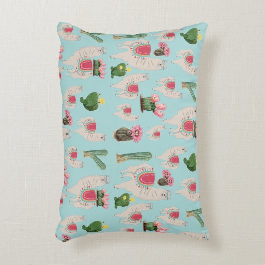 Cute Fiesta Llama & Cactus Pattern Accent Kussen (Voorkant(Verticaal))
