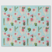 Cute Fiesta Llama & Cactus Pattern Cadeaupapier (Vlak)