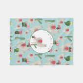 Cute Fiesta Llama & Cactus Pattern Fleece Deken (Voorkant (Horizontaal))