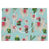 Cute Fiesta Llama & Cactus Pattern Groot Cadeauzakje (Voorkant)