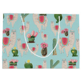 Cute Fiesta Llama & Cactus Pattern Groot Cadeauzakje (Achterkant)