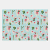 Cute Fiesta Llama & Cactus Pattern Inpakpapier Vel (Voorkant)