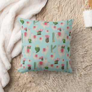 Cute Fiesta Llama & Cactus Pattern Kussen