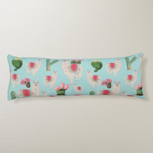 Cute Fiesta Llama & Cactus Pattern Lichaamskussen (Achterkant)