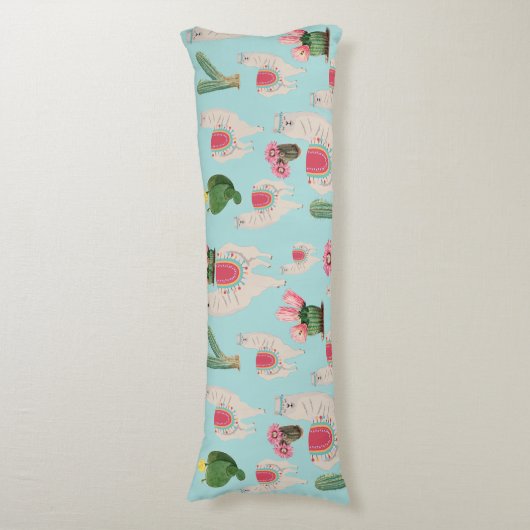 Cute Fiesta Llama & Cactus Pattern Lichaamskussen (Voorkant Verticaal)