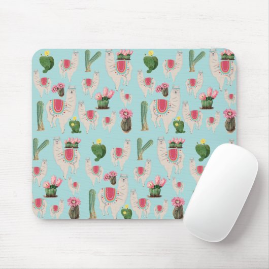 Cute Fiesta Llama & Cactus Pattern Muismat (Met muis)