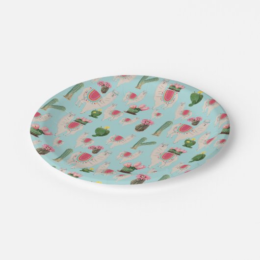 Cute Fiesta Llama & Cactus Pattern Papieren Bordje (Gekanteld)