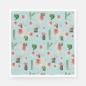 Cute Fiesta Llama & Cactus Pattern Servet (Voorkant)