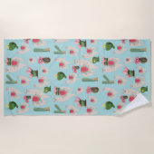 Cute Fiesta Llama & Cactus Pattern Strandlaken (Voorkant)