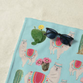 Cute Fiesta Llama & Cactus Pattern Strandlaken (In situ)
