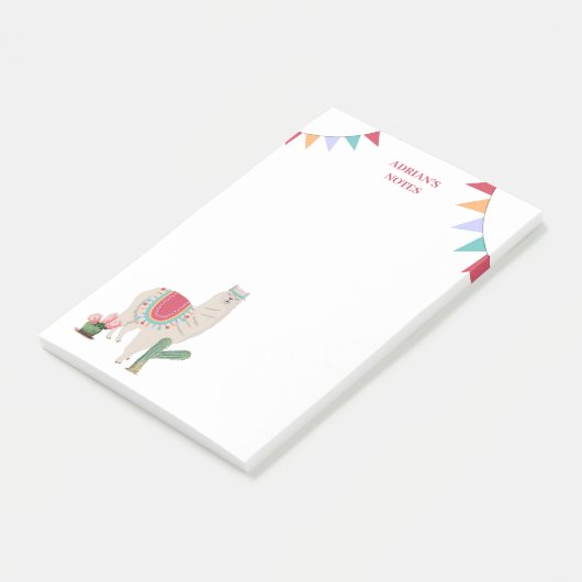 Cute Fiesta Llama & Cactus Post-it® Notes (Schuin)