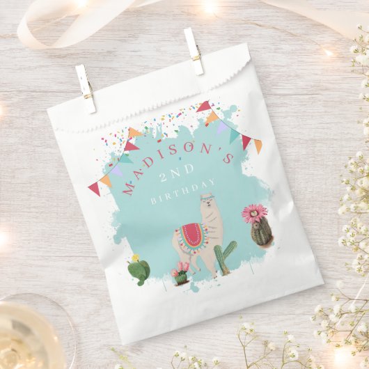 Cute Fiesta Llama en Cactus Birthday Bedankzakje (Geknipt)