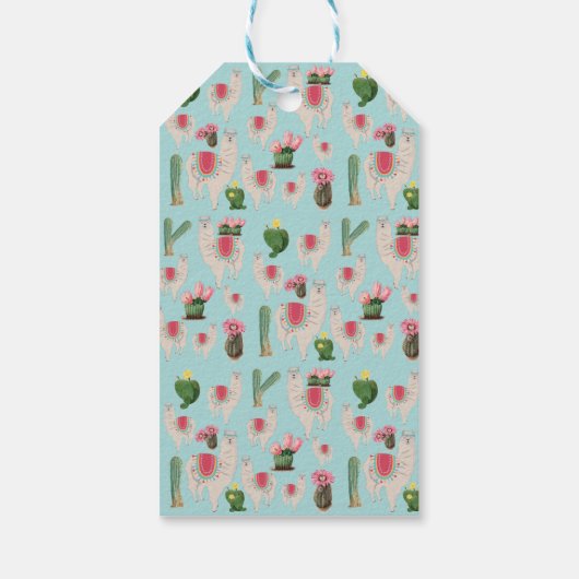 Cute Fiesta Llama en Cactus Birthday Cadeaulabel (Achterkant)