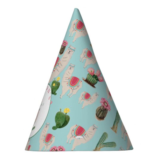 Cute Fiesta Llama en Cactus Birthday Feesthoedjes (Rechts)